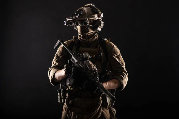 Special operations fighter studio shoot on white — Stock Photo, Image