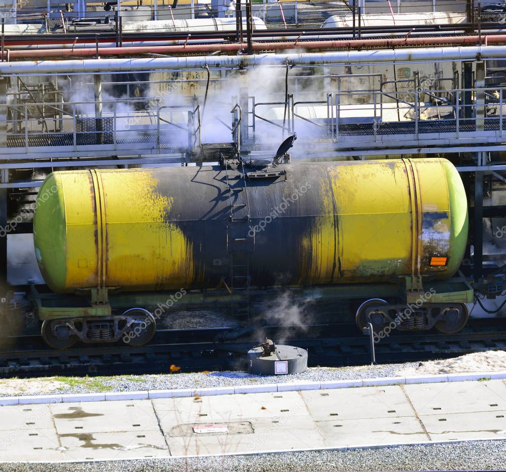 train transports tanks with oil and fuel