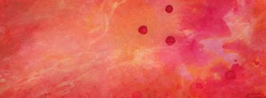 Kırmızı boya damlaları ya da mürekkep lekeleri ve serpiştirilmiş grunge desenli turuncu pembe mermer arka plan pankartı.