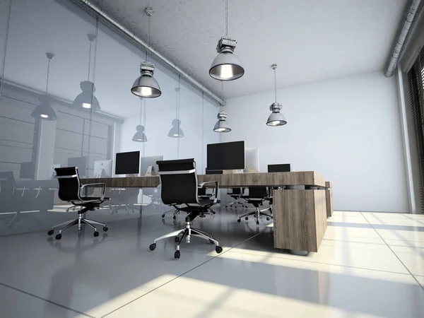 Office interior 3D rendering — Stock Photo, Image