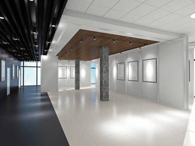 Sergi için boş sergi merkezi ya da 3D görüntüleme..