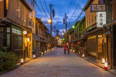 Shinbashi-dori Street view in Gion city clipart