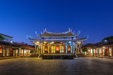 Night scene of Confucius Temple in Taipei clipart