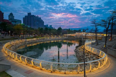 Heart of Love River in Kaohsiung City at night.  clipart
