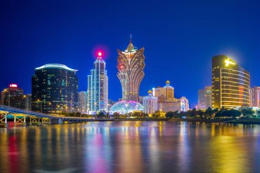 skyline of macau by the sea clipart