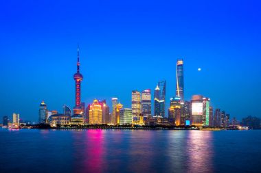 night view of shanghai clipart