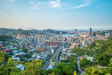 cityscape of keelung, taiwan clipart