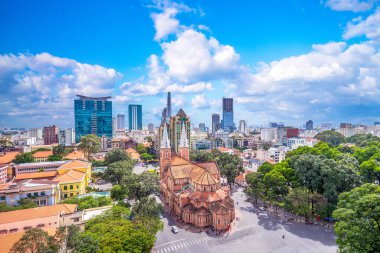 Notre-Dame Katedrali bazilika Saigon havadan görünümü