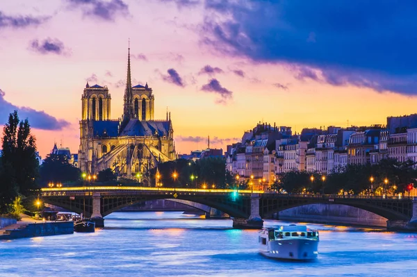 Notre Dame Paris Kathedraal Rivier Seine — Stockfoto