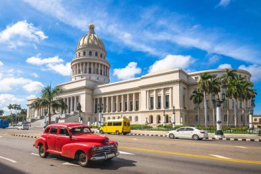 National Capitol Building and vintage in havana, cuba clipart