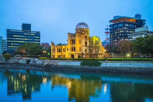 Genbaku Cúpula Hiroshima Memorial Paz Noche — Foto de Stock