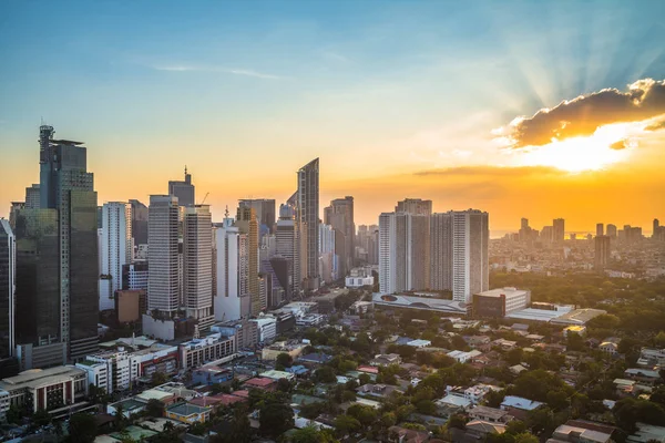 Manila Filipinler Makati Silueti — Stok fotoğraf