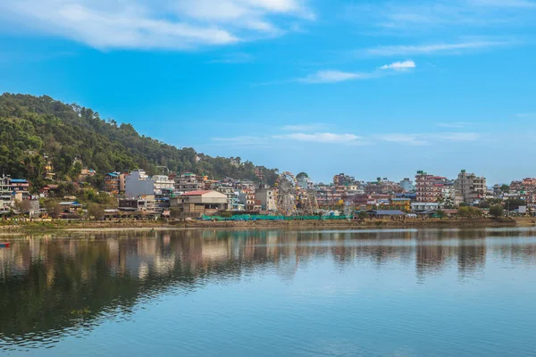 Paisaje Pokhara Por Fewa Phewa Lago Nepal — Foto de Stock