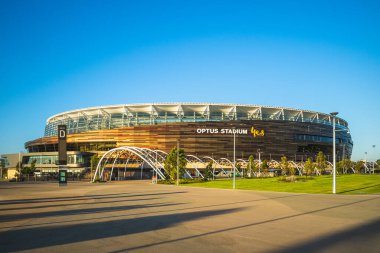 Perth, Avustralya - 15 Ocak 2019: Perth, olarak da bilinen Optus Stadyumu, Perth, Batı Avustralya, Burswood banliyösünde bulunan çok amaçlı stadyum stadyumudur.