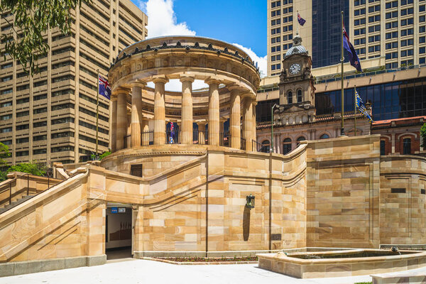 Brisbane, Australia - December 20, 2018: ANZAC Square in front of the brisbane central railway station. It was opened on Armistice Day, 1930