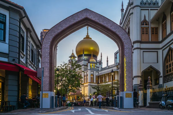 Vue Rue Singapore Avec Masjid Sultan — Photo