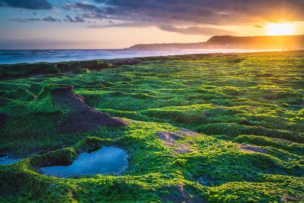 Salida Del Sol Laomei Arrecife Verde Costa Norte Taiwan — Foto de Stock