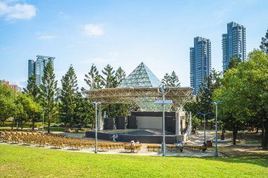 Taipei, Tayvan 'daki Daan Orman Parkı Manzarası.