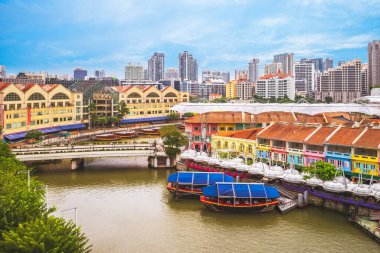 Clarke Quay Singapur havadan görünümü