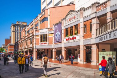 Taipei, Taiwan - March 15, 2020: Yongle Fabric Market at Dihua Street, is the center of fabric trade in Taiwan. Dihua Street is the most popular grocery market for shopping Chinese New Year's goods.