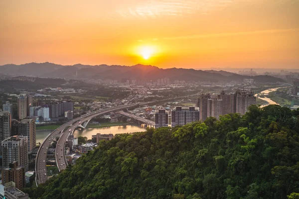 new Taipei with the highway at dusk