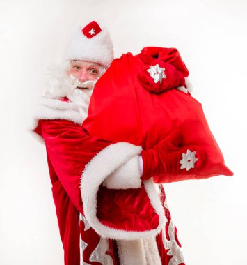 Noel Baba büyük bir kırmızı çanta 