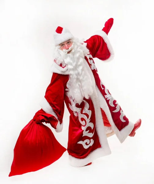 Santa Claus con gran bolsa roja —  Fotos de Stock
