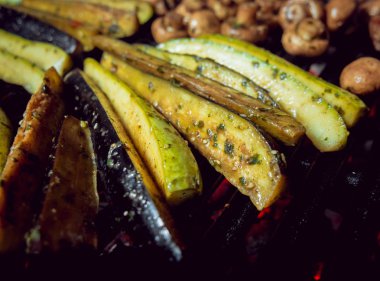 Izgara sebze, closeup pişirme