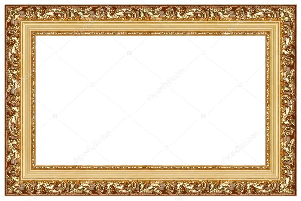 Blank golden picture frame.