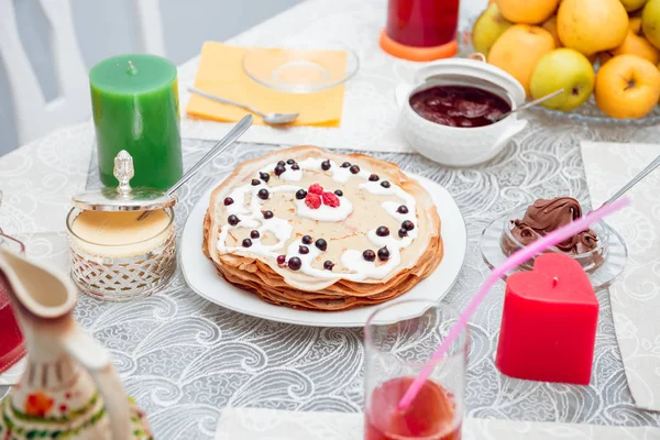 Pancakes Berries Table — Stock Photo, Image