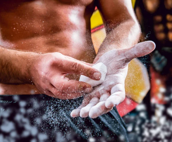 Hands Sportsman Chalk — Stock Photo, Image