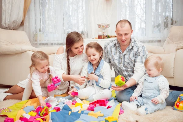 Cheerful Young Family Having Fun Home — Stock Photo, Image