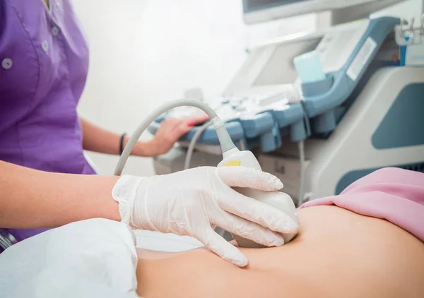 Ultrasound Scanner Hands Doctor Diagnostics Sonography — Stock Photo, Image