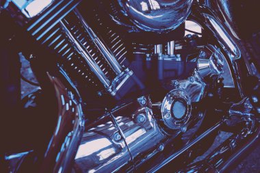 Motosiklet motoru kapat. Krom detaylar.