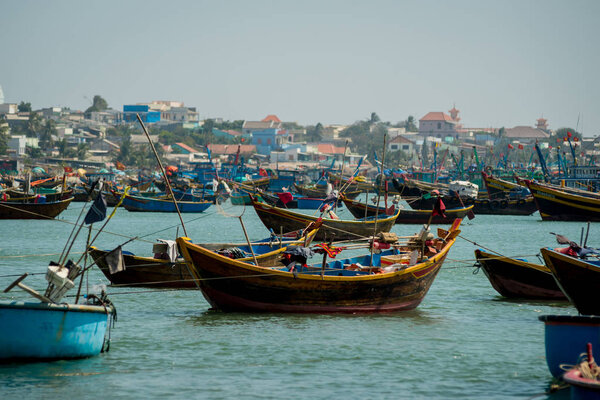 VIETNAM. MUI NE - MARCH 30/2016: View of the fishing village in Mui Ne.