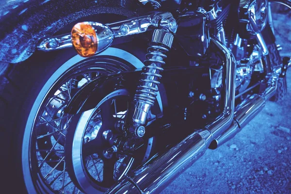Nahaufnahme Des Motorrads Chromdetails — Stockfoto