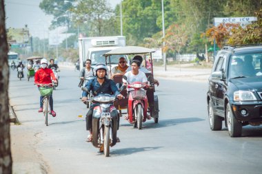 Kamboçya. Siem Reap - Mart 16/2016: Siem Reap sokak görünümü.