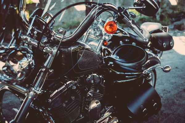 Nahaufnahme Des Motorradmotors Chromdetails — Stockfoto