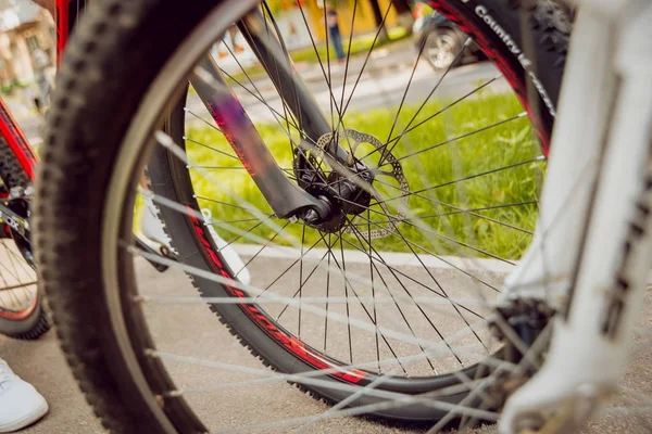 自転車部品 公園の背景に — ストック写真