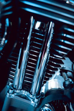 Motosiklet motoru kapat. Krom detaylar.