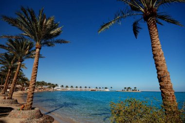 Hurgada long Beach'te bir bakış. Mısır