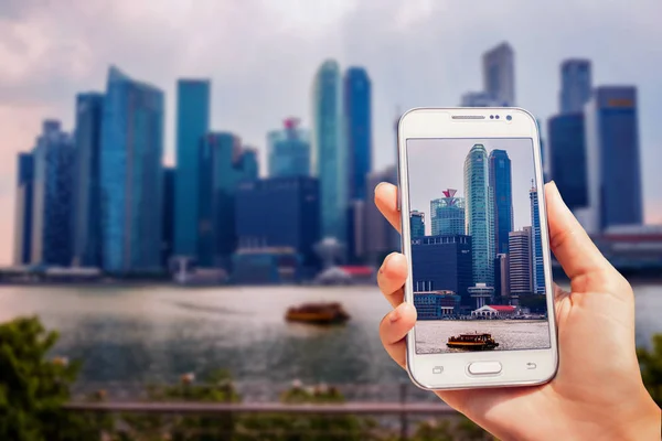 新加坡 3月12日 商业大厦 新加坡 2015年3月12日 智能手机上的照片 — 图库照片