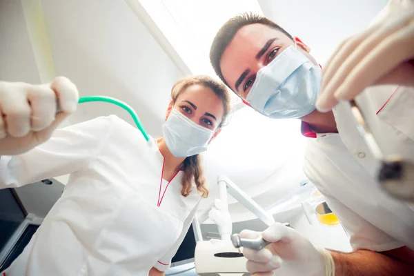 Два Стоматолога Стоматологічному Кабінеті Лікування — стокове фото
