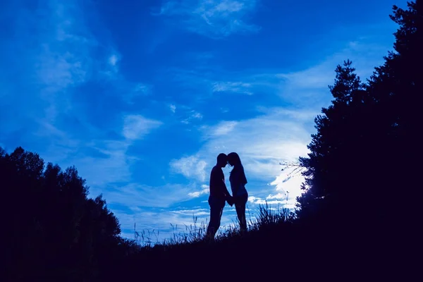 Pareja Joven Pasando Buen Rato Atardecer Parque — Foto de Stock