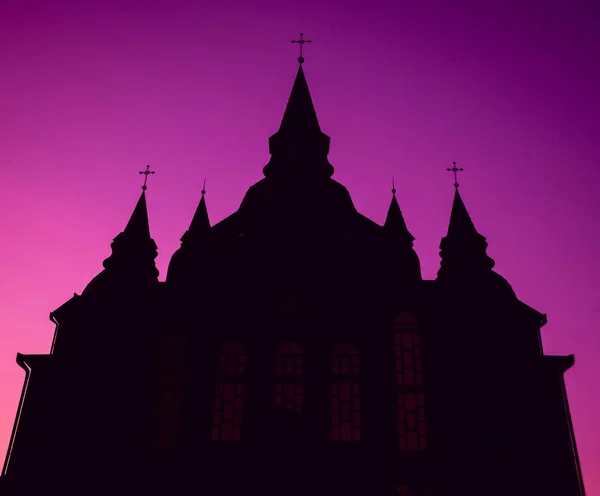 Silhueta Vibrante Misteriosa Igreja — Fotografia de Stock