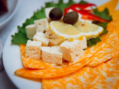 Peynir plaka üzerinde farklı çeşitleri