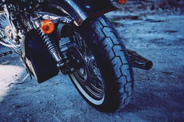 Fechar Roda Motocicleta Detalhes Cromados — Fotografia de Stock