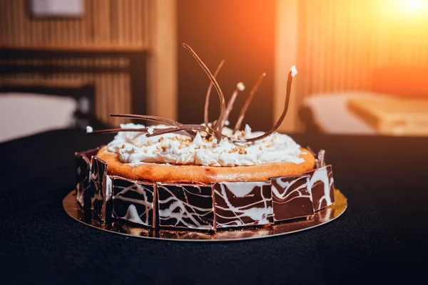 Шоколадный Торт Темном Фоне — стоковое фото