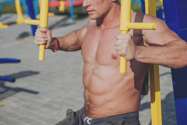 Young Athlete Training Doing Workout Outdoors City — Stock Photo, Image