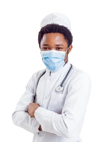 African American Doctor Isolated White — Stock Photo, Image